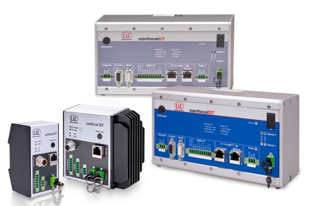 The compact confocalDT IFC24xx confocal chromatic controllers set new standards in precise distance and thickness measurements. They deliver accurate measurement results at high speed, take up hardly any space and therefore fit into even the smallest control cabinets.